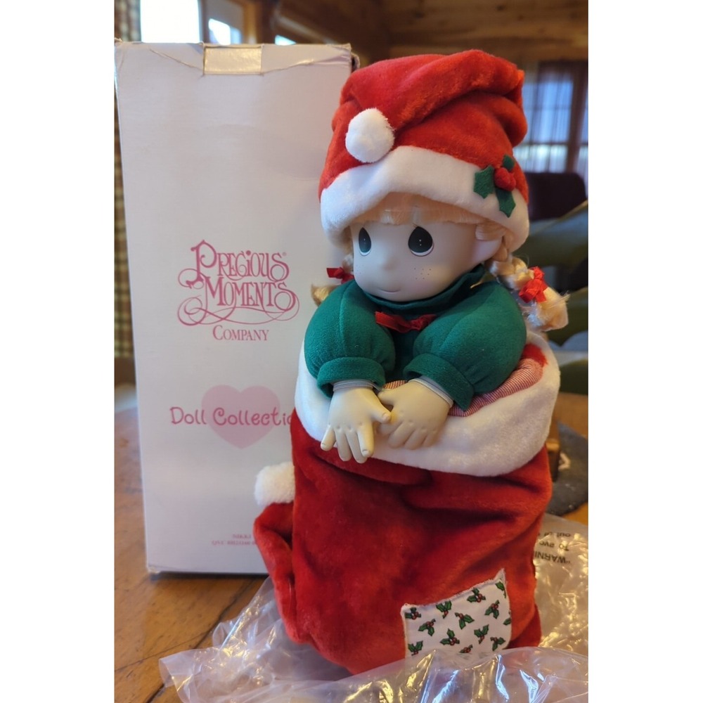 Vintage Precious Moments Nikki Christmas Doll 16 inch Original Box Holiday Decor